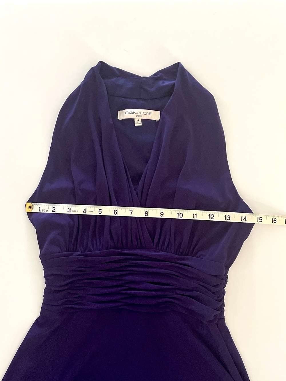 Evan Picone Deep Purple Midi Dress | Size 4 | Ruched Waist - Picture 6 of 8